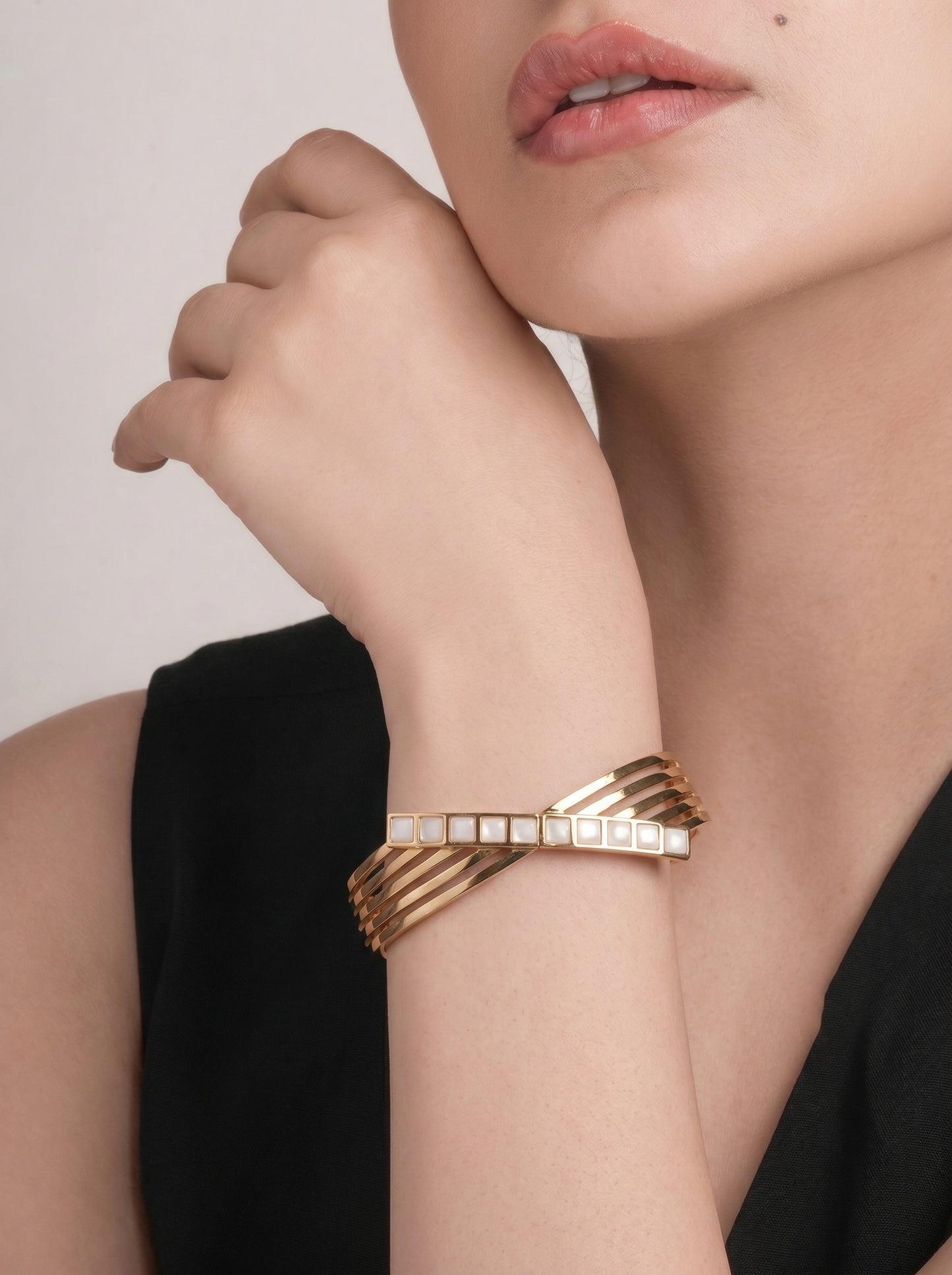 Golden Ivory Prism Kada Bracelet