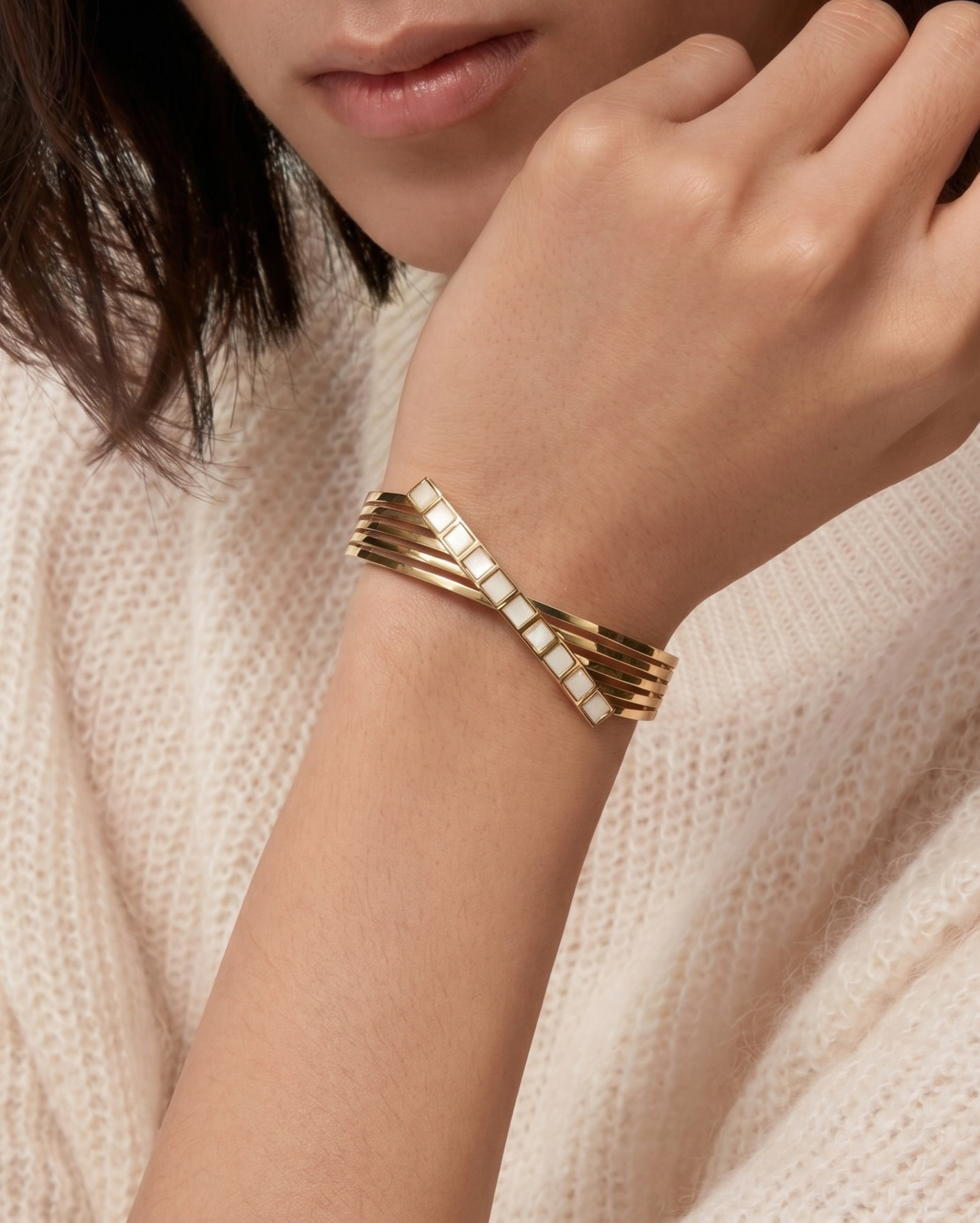 Golden Ivory Prism Kada Bracelet