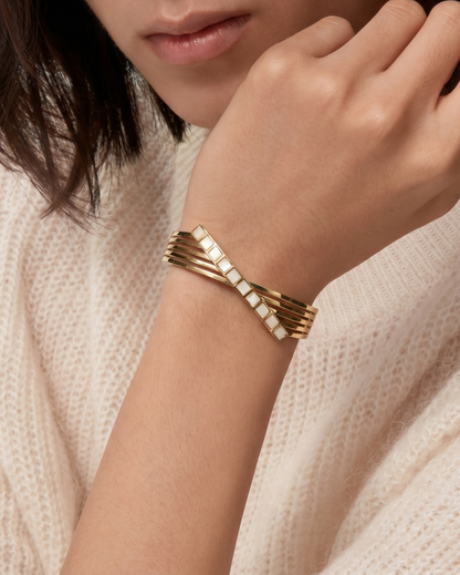 Golden Ivory Prism Kada Bracelet