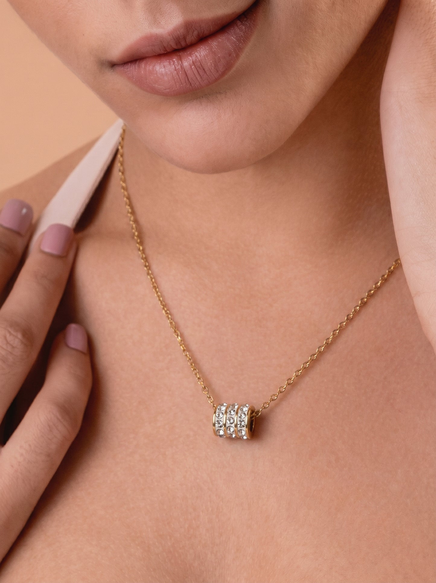 Golden Iced Barrel Pendant Necklace