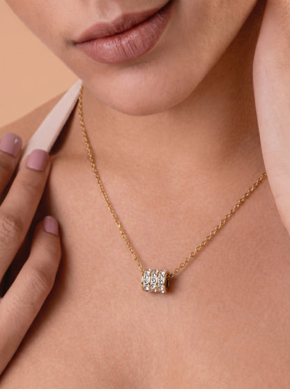 Golden Iced Barrel Pendant Necklace