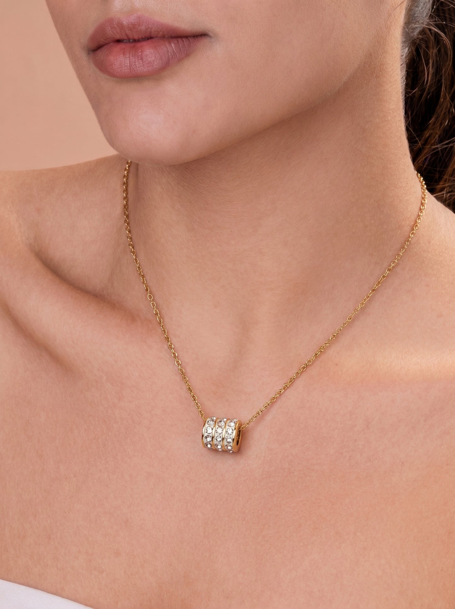 Golden Iced Barrel Pendant Necklace