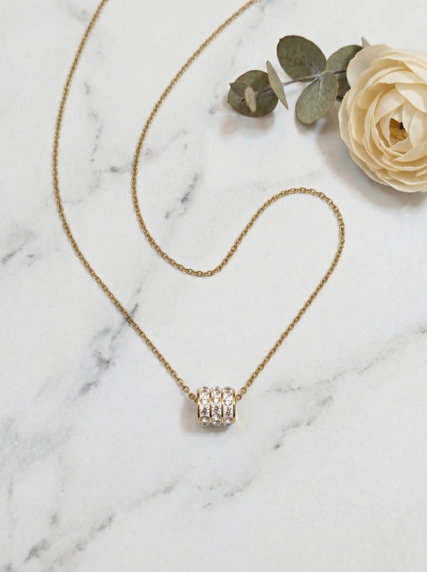 Golden Iced Barrel Pendant Necklace
