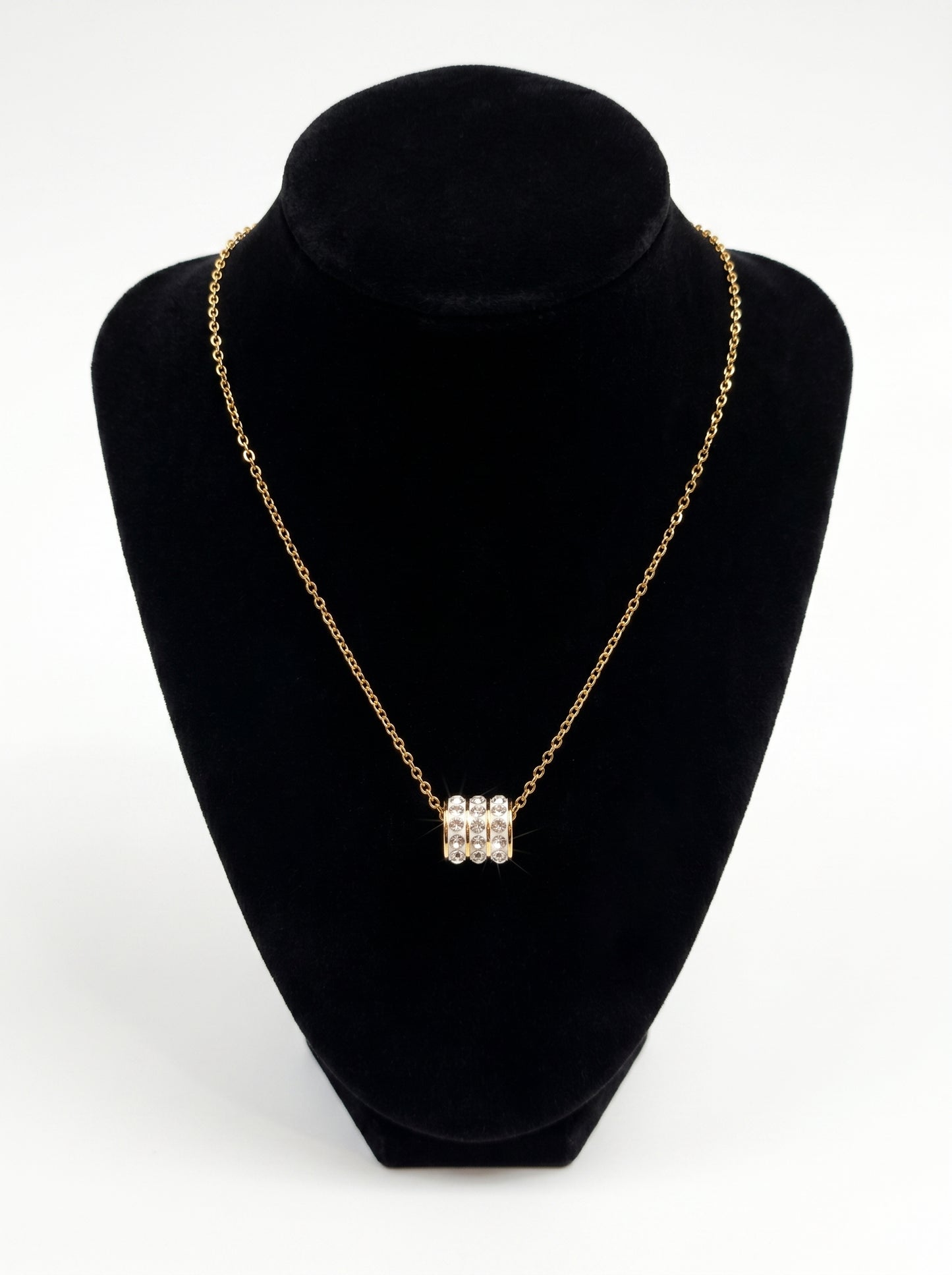 Golden Iced Barrel Pendant Necklace