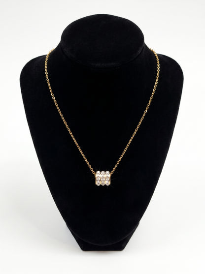 Golden Iced Barrel Pendant Necklace