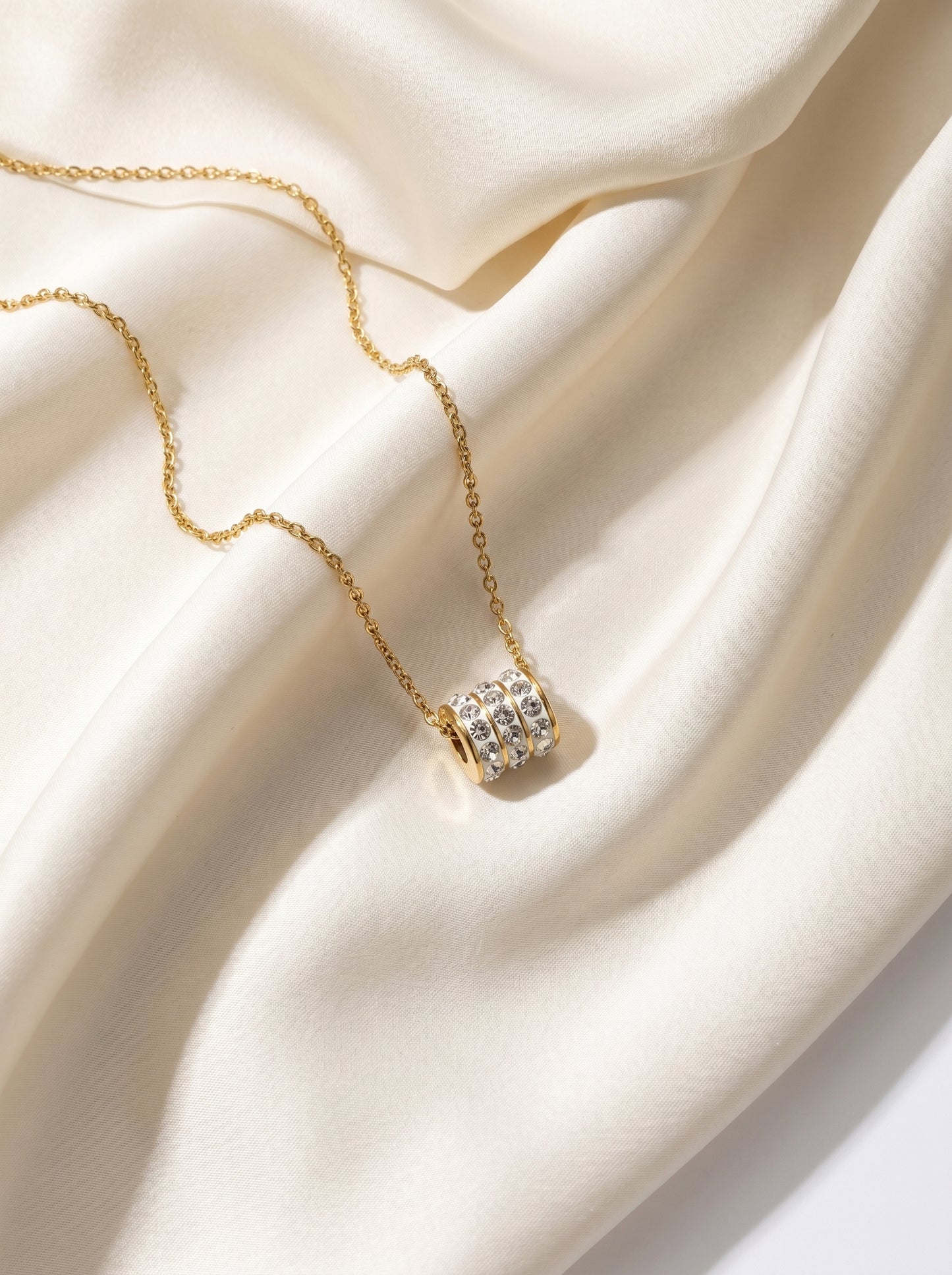 Golden Iced Barrel Pendant Necklace