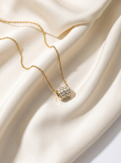 Golden Iced Barrel Pendant Necklace