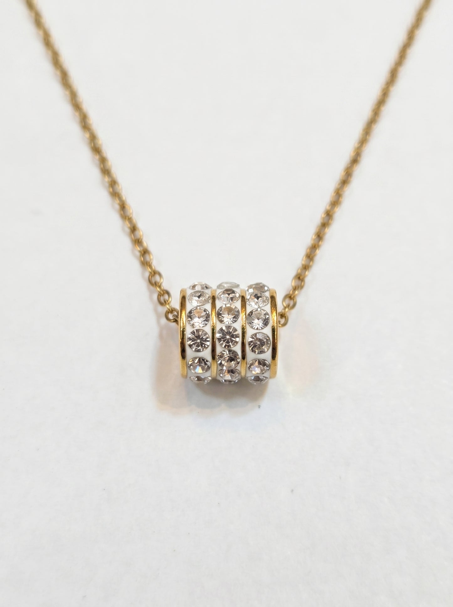 Golden Iced Barrel Pendant Necklace