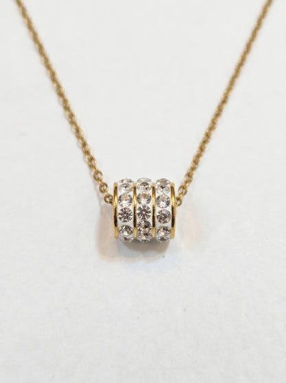 Golden Iced Barrel Pendant Necklace