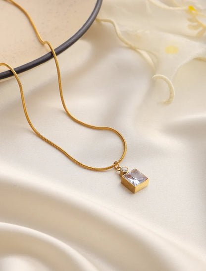 Green Emerald Diamond Necklace Gold Plated + Pink Emerald Rose Quartz Necklace + Emerald Diamond Necklace 2.0 Gold Plated