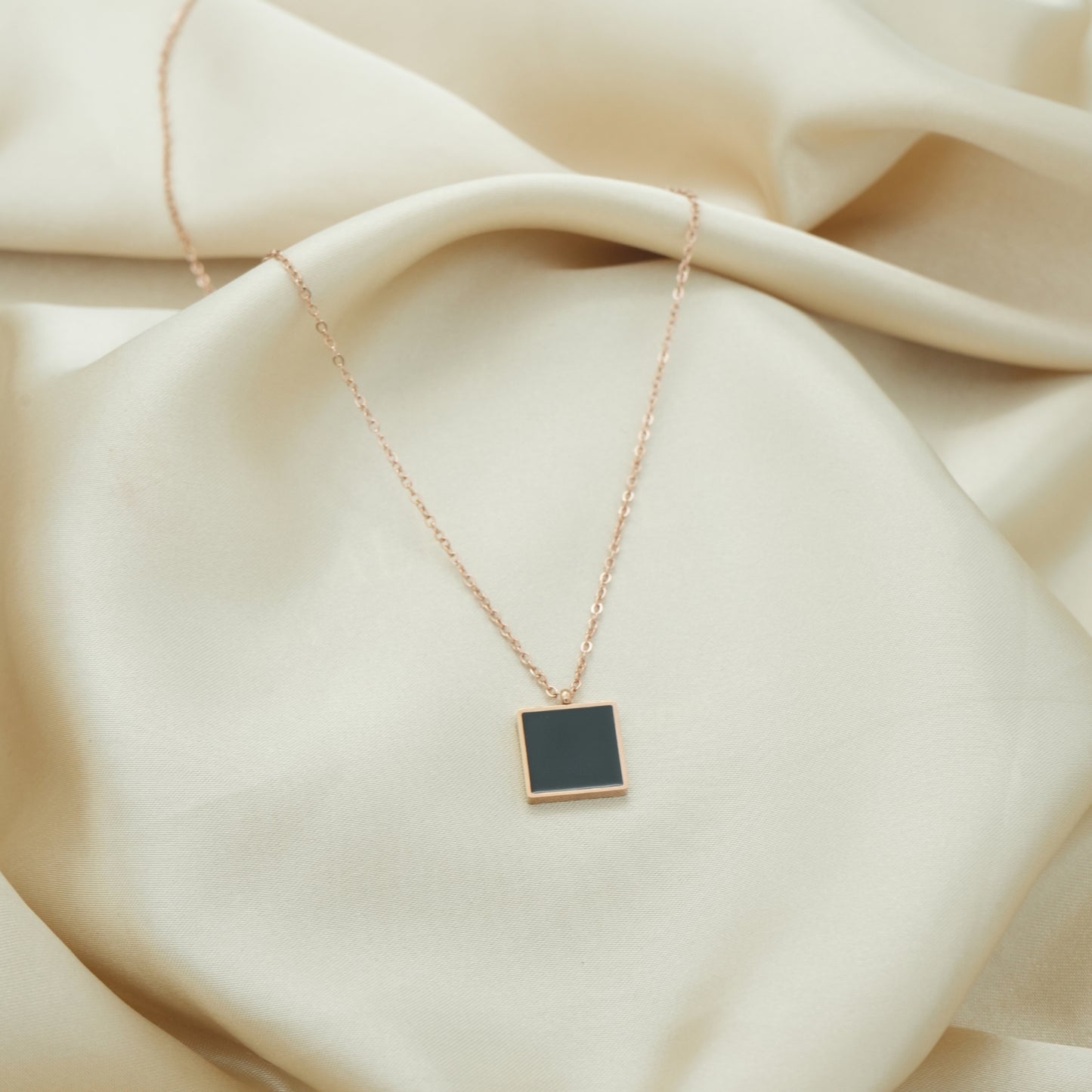 Bold Edge Square Pendant Necklace