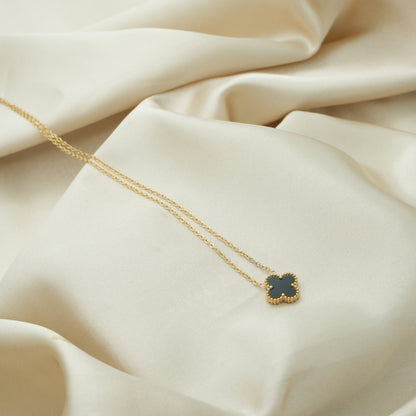 Elegant Luck Black Clover Necklace + Golden Touch Black Clover Bracelet Combo