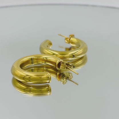 Semi Hoops Gold Earrings Gold Plated, Waterproof and Anti-Tarnish
