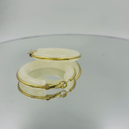 White Smokey Hoops Earrings Gold Plated, Waterproof and Anti-Tarnish
