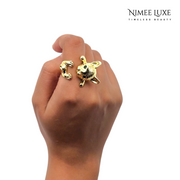 Bulldog Huggies Adjustable Ring Gold Plated AR18