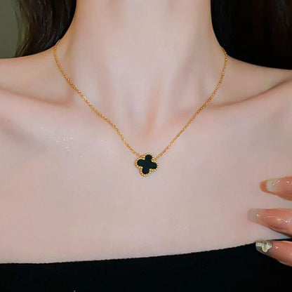 Elegant Luck Black Clover Necklace + Golden Touch Black Clover Bracelet Combo