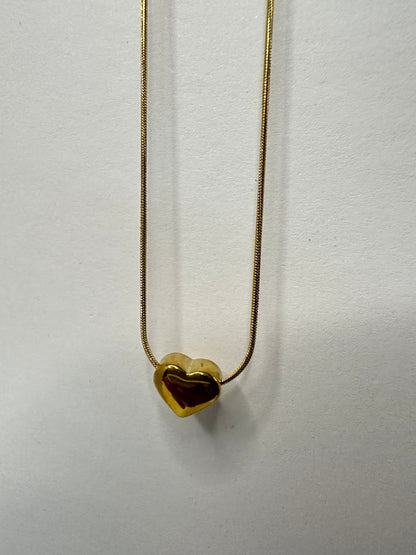 Jade Heart Chain with Pendant Gold Plated, Waterproof and Anti-Tarnish