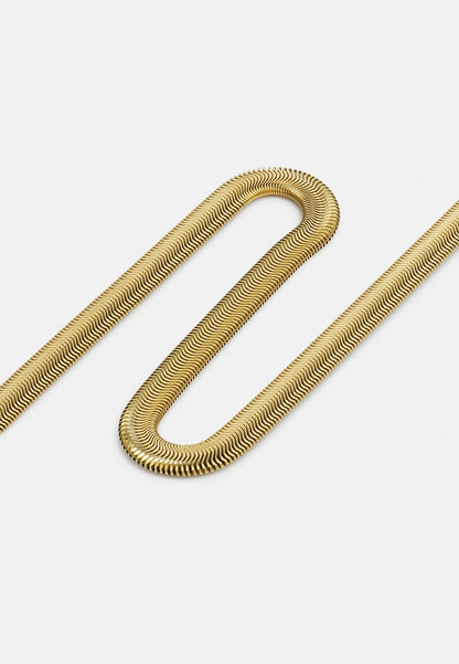 Herringbone Snake Chain 4mm 18K Gold Plated, Waterproof, Anti-Tarnish