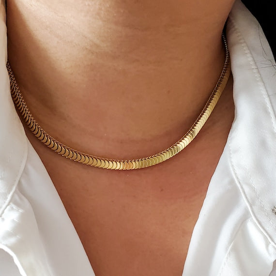 Centipede Snake Chain 18K Gold Plated, Waterproof, Anti-Tarnish 21 inches