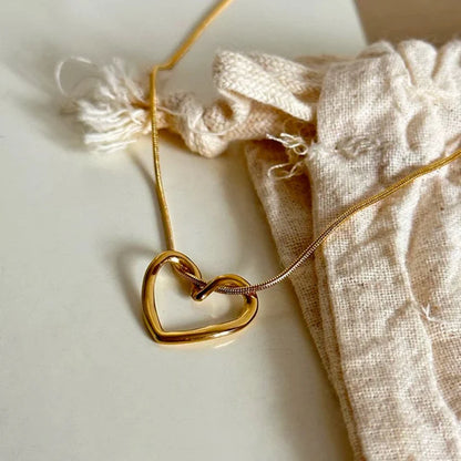 Knot Heart Necklace + Long Hammered Heart Earring Combo