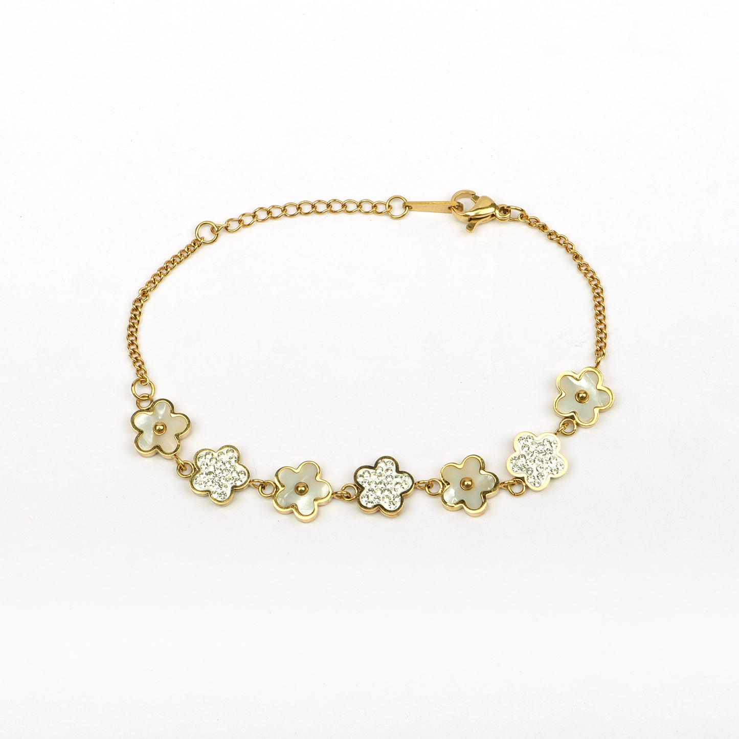 VanCleef Inspired Pearl Bracelet Gold Plated, Waterproof and Anti-Tarnish - 8 inches