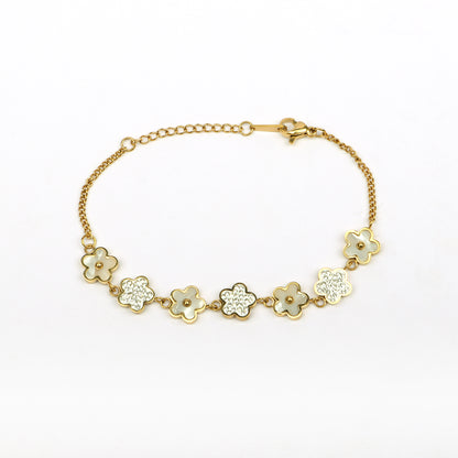 VanCleef Inspired Pearl Bracelet Gold Plated, Waterproof and Anti-Tarnish - 8 inches