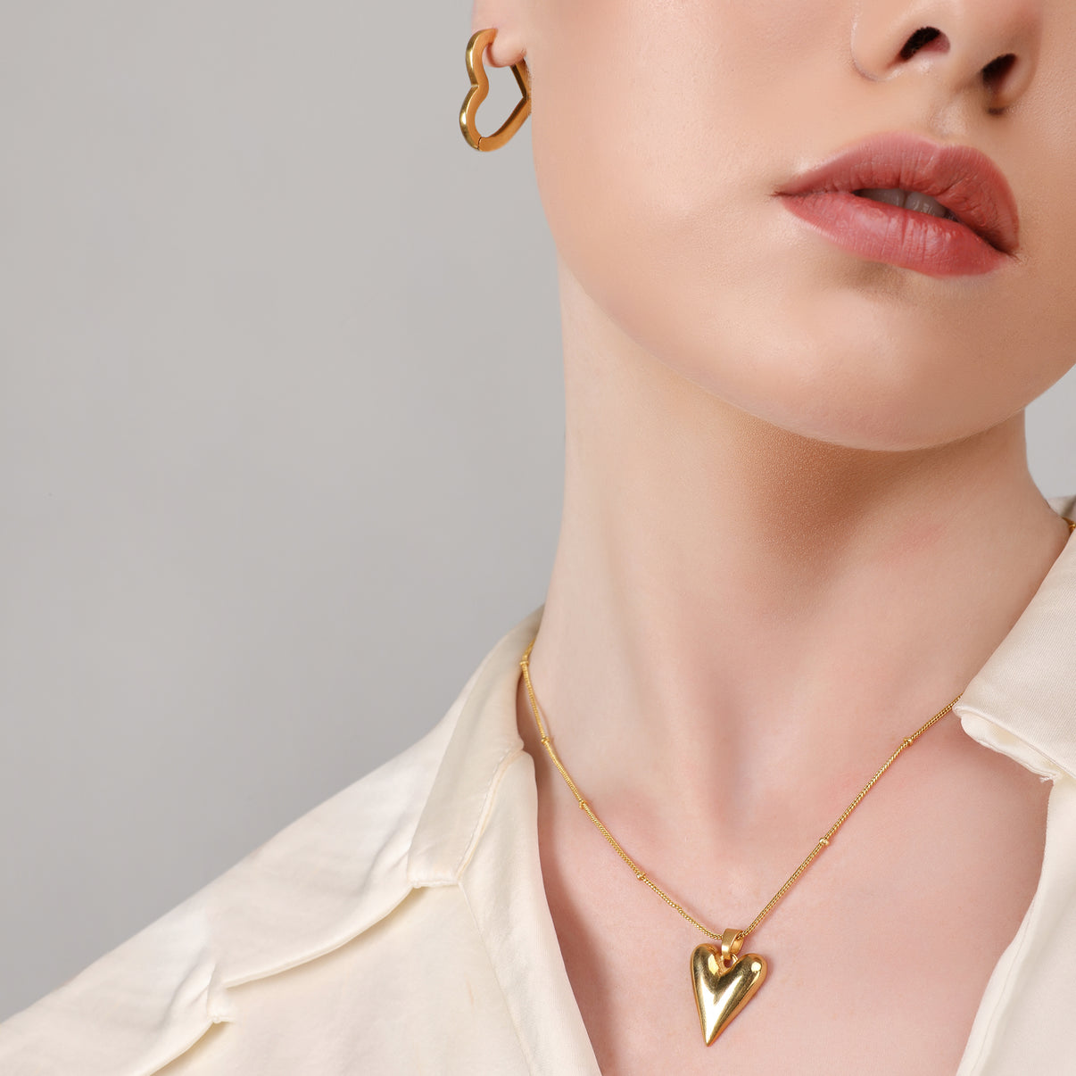 Snake Chain + Heart Vintage Chain Necklace Gold Plated Combo