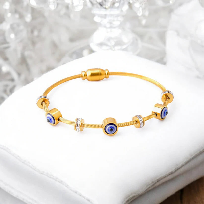 Evil Eye Star Charm Necklace + Evil Eye Kada Bracelet Combo