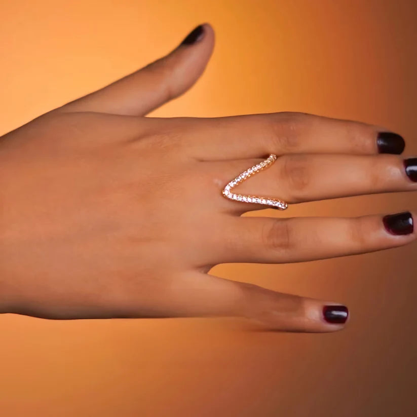 Diamond Necklace + Classic V Ring Combo