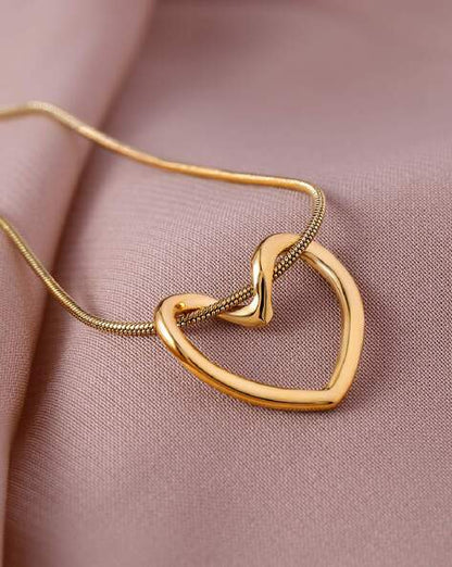 Knot Heart Necklace + Long Hammered Heart Earring Combo