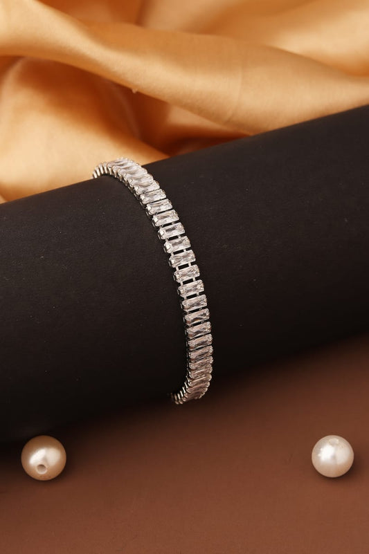 Quinn Tennis Diamond Bracelet Silver Plated 7 inches