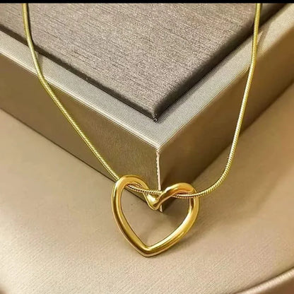 Knot Heart Necklace + Long Hammered Heart Earring Combo