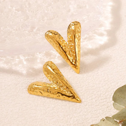 Knot Heart Necklace + Long Hammered Heart Earring Combo