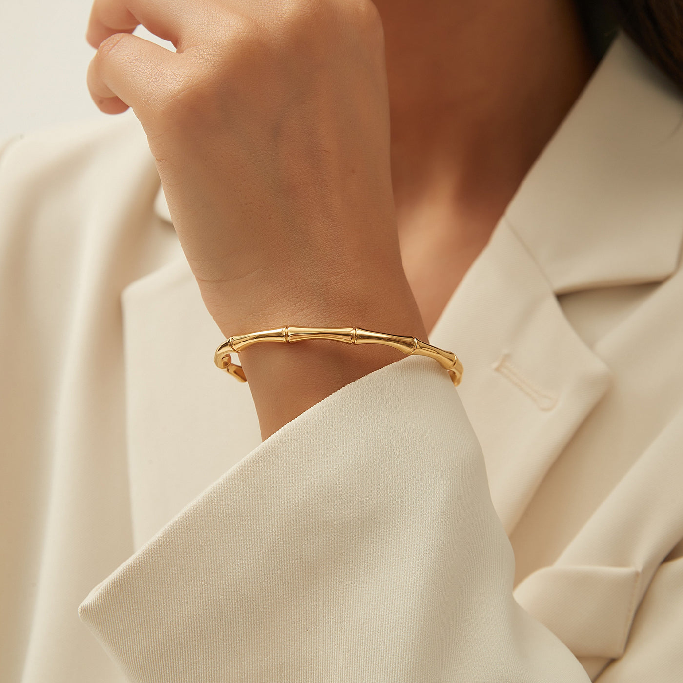 Golden Diamond Necklace & Bamboo Kada Combo