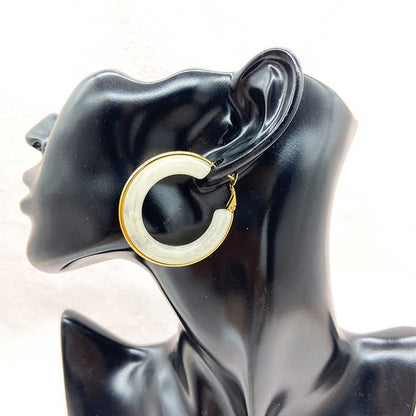 White Smokey Hoops Earrings Gold Plated, Waterproof and Anti-Tarnish