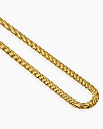 Herringbone Snake Chain 4mm 18K Gold Plated, Waterproof, Anti-Tarnish