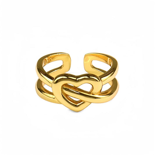 Heart Interwind Adjustable Ring 18K Gold Plated AR55