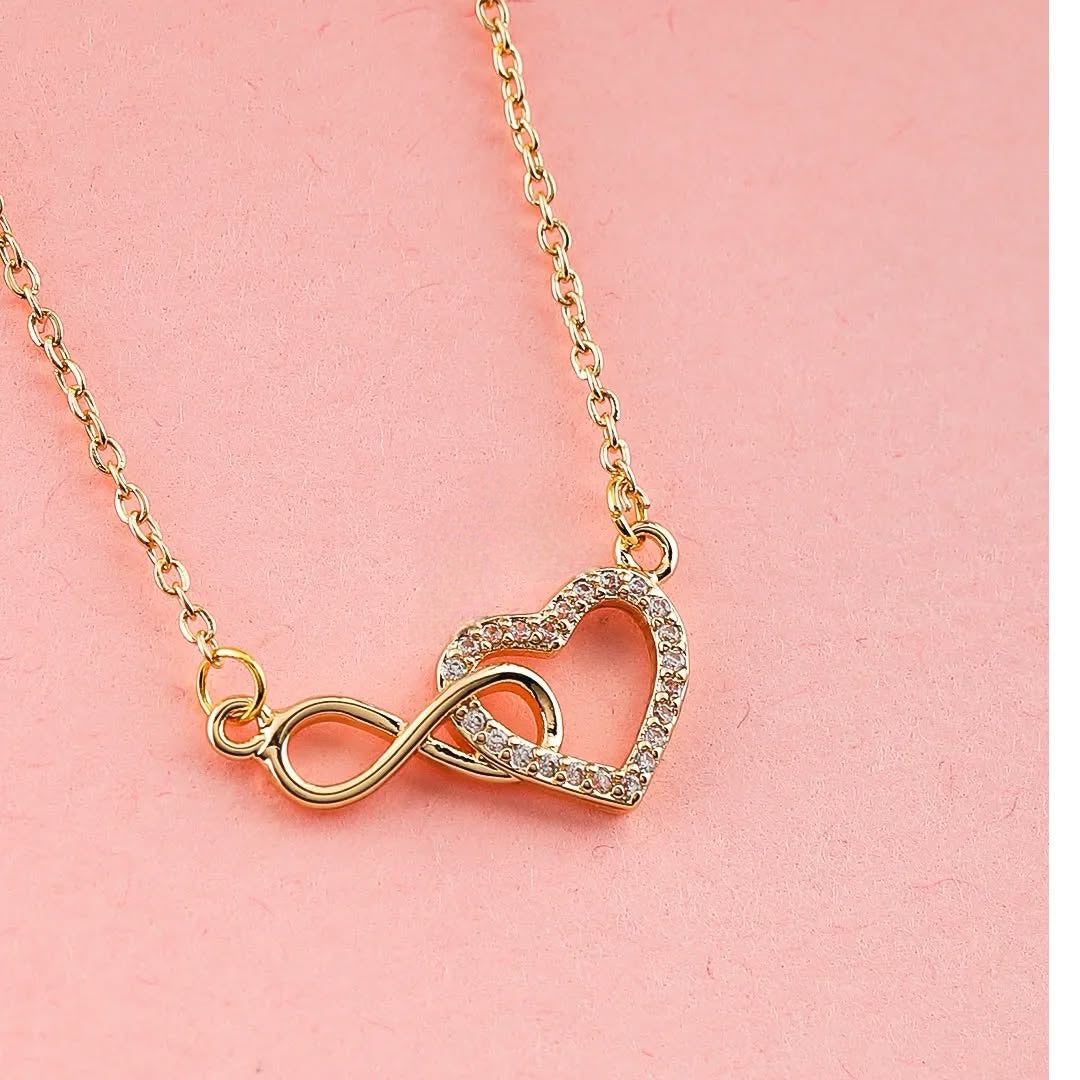Infinity Heart Diamond Swaroski Inspired Necklace Gold Plated