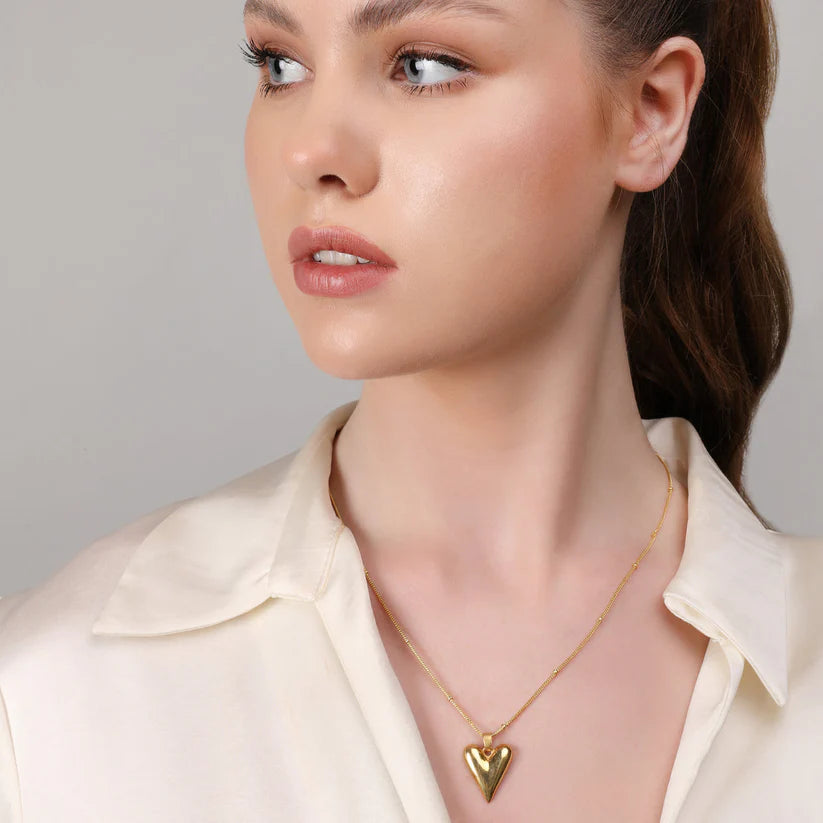 Heart Vintage Necklace + Vintage Long Heart Earring Combo