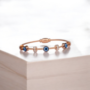 Evil Eye Cuff Bangle Bracelet Kada Rose Gold NLK144RG Rose Gold Plated, Waterproof and Anti-Tarnish