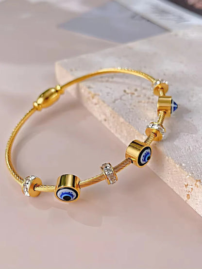 Evil Eye Star Charm Necklace + Evil Eye Kada Bracelet Combo