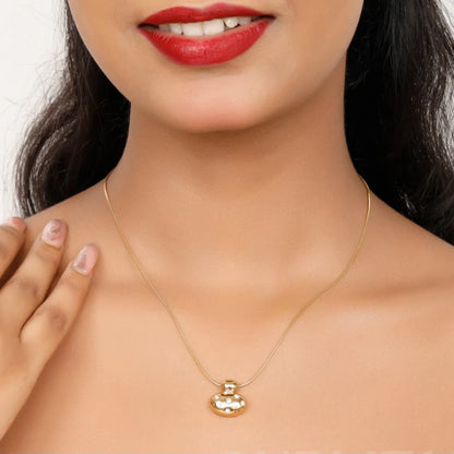 Imperial Diamond Necklace + Bamboo Kada Bracelet Combo