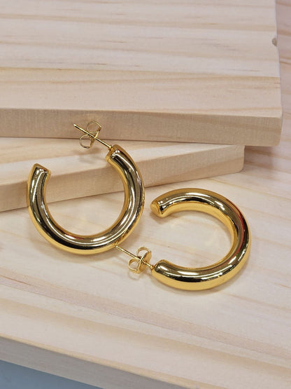 Semi Hoops Gold Earrings Gold Plated, Waterproof and Anti-Tarnish