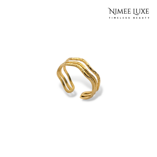 Triple Wave Adjustable Ring 18K Gold Plated AR48