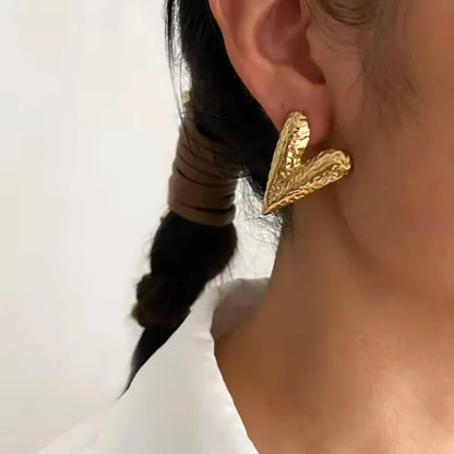 Knot Heart Necklace + Long Hammered Heart Earring Combo