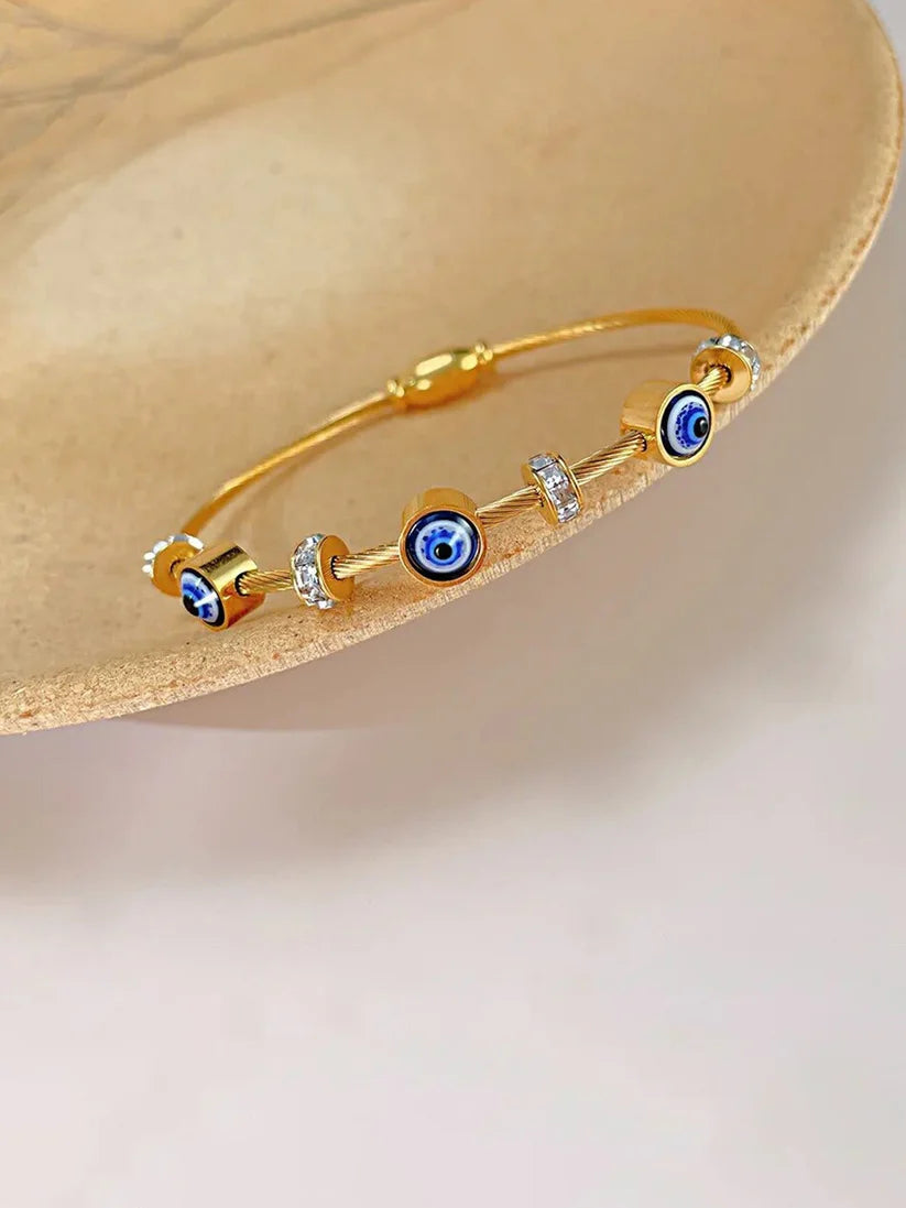 Evil Eye Star Charm Necklace + Evil Eye Kada Bracelet Combo