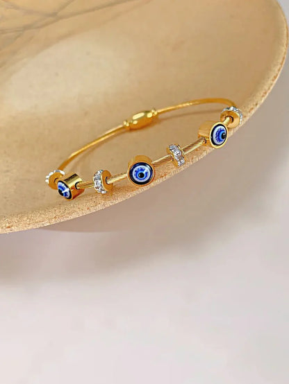 Evil Eye Star Charm Necklace + Evil Eye Kada Bracelet Combo
