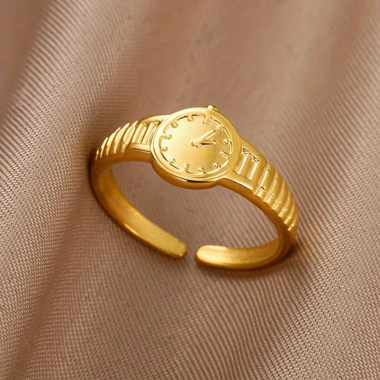 Watch Adjustable Ring 18K Gold Plated AR44