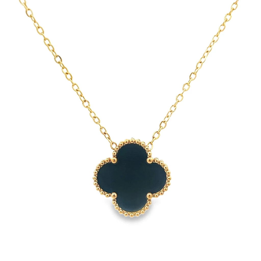 Elegant Luck Black Clover Necklace + Golden Touch Black Clover Bracelet Combo