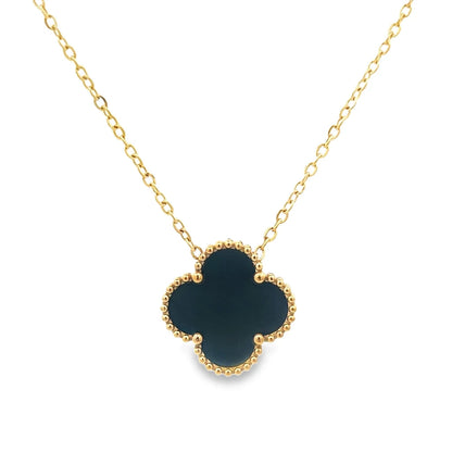 Elegant Luck Black Clover Necklace + Golden Touch Black Clover Bracelet Combo